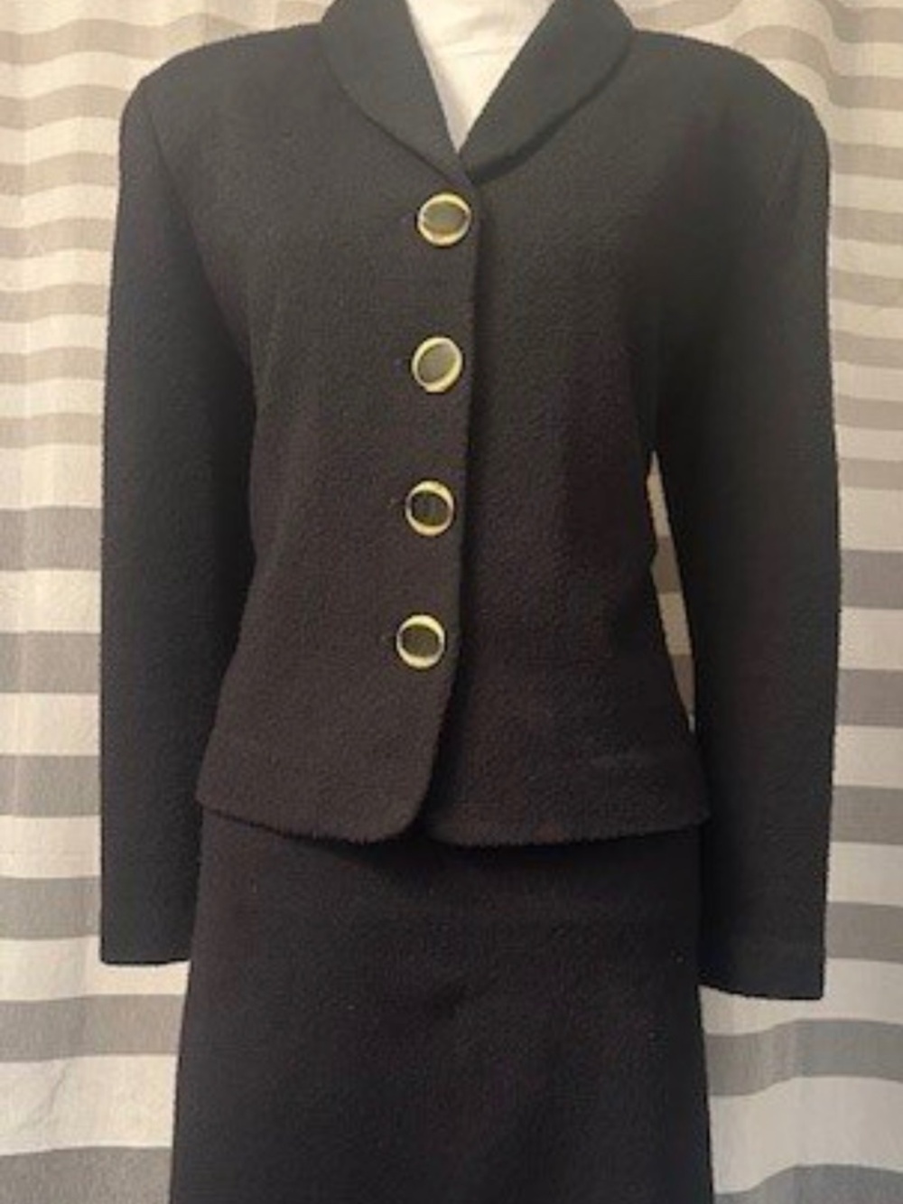 Castleberry Black Knit Skirt Suit Size